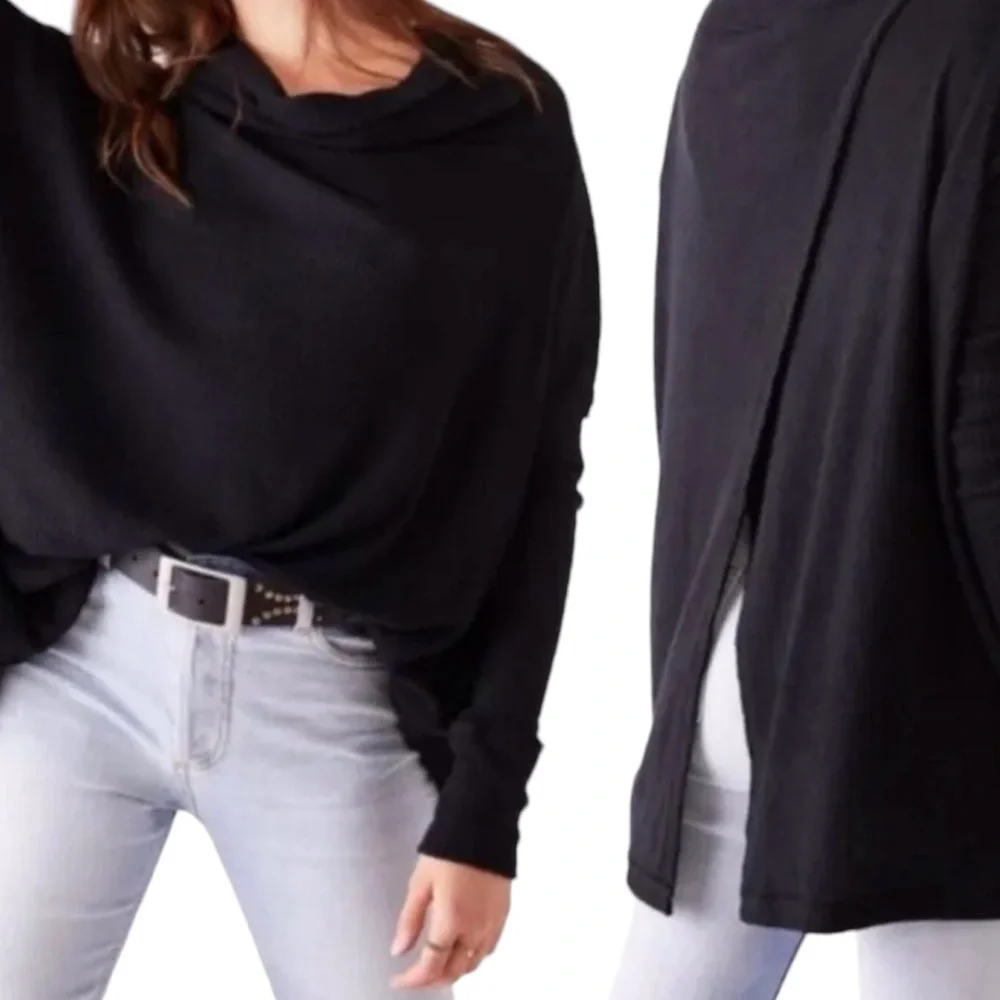 Free People Juicy Long Sleeve Cowl Neck Top Women Color Black Size M